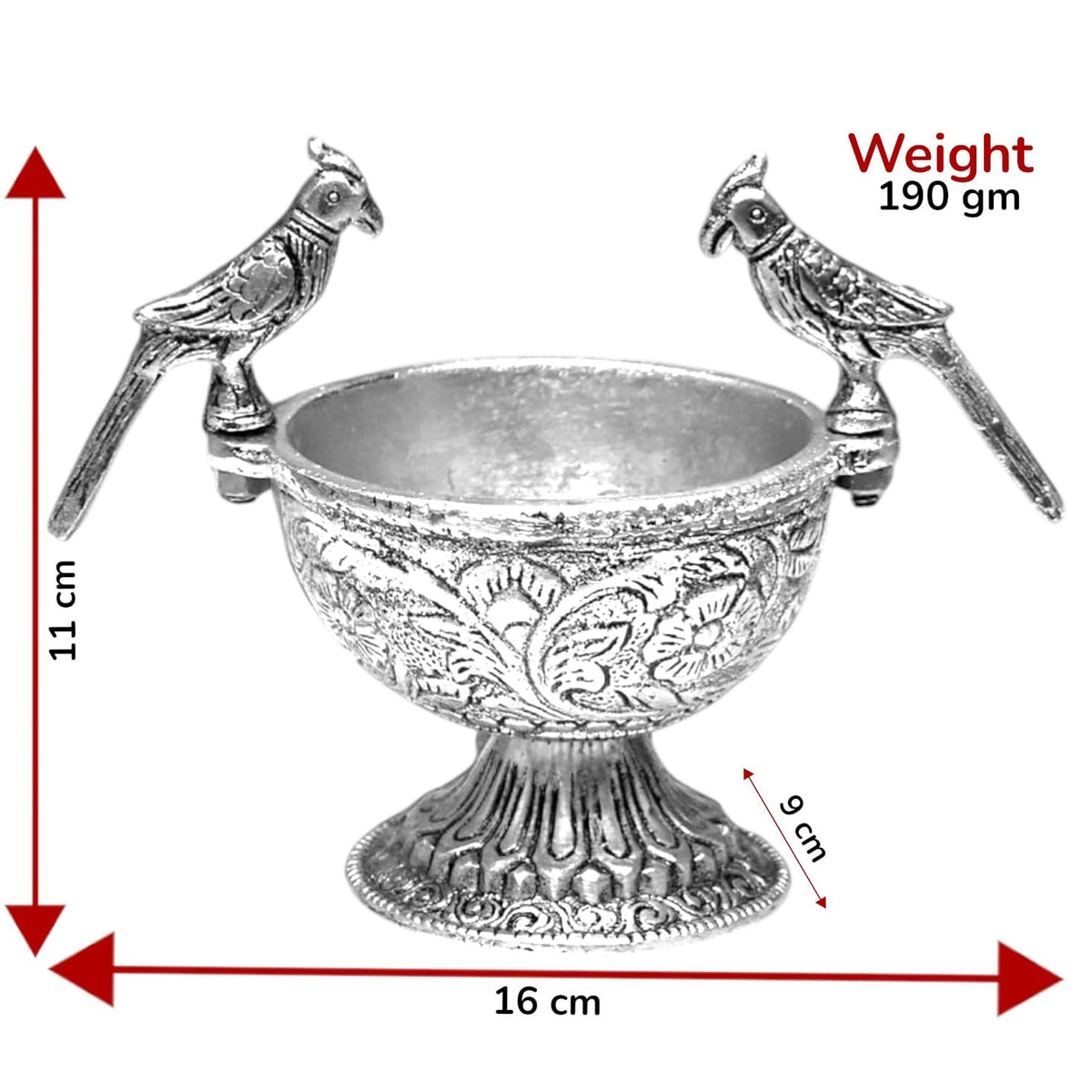 KridayKraft Aluminium Mukhwas Box Dryfruit Bowl (Silver)