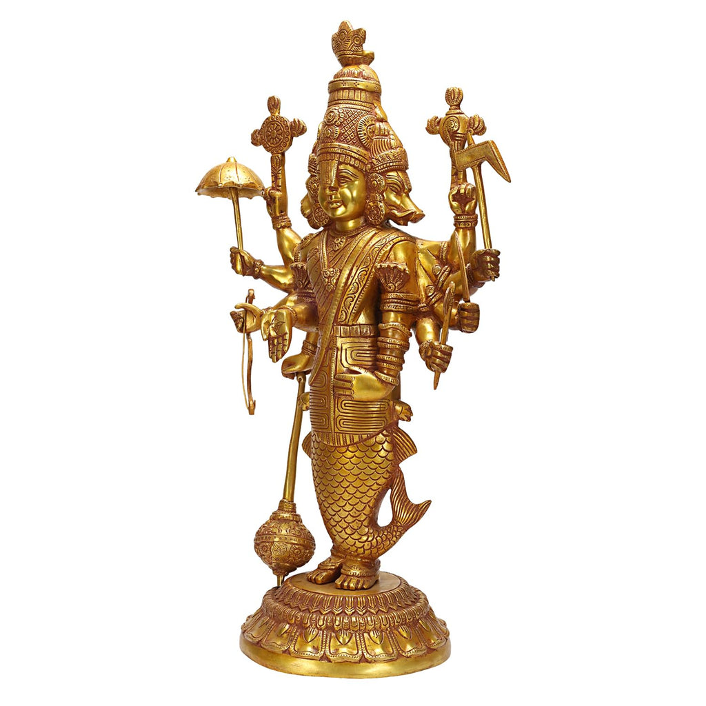 ARTVARKO Brass Vishnu Dashavatar Dasavatharam Ten Incarnations Avatars in a Single Idol Murti 24 Inch