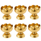 Brass Diya Pure Brass Traditional Oil Puja Lamp for Temple, Mandir, Festival Decoration, Home Decor & Diwali Gift (Flower Bloom, Set of 6)
