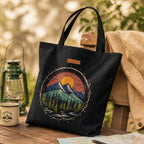 The Purple Tree Eco-Friendly Canvas Tote Bag, Sustainable, Reusable Shopping, Beach, Travel or Everyday Tote, Wide Tote Bag, Rising Sun