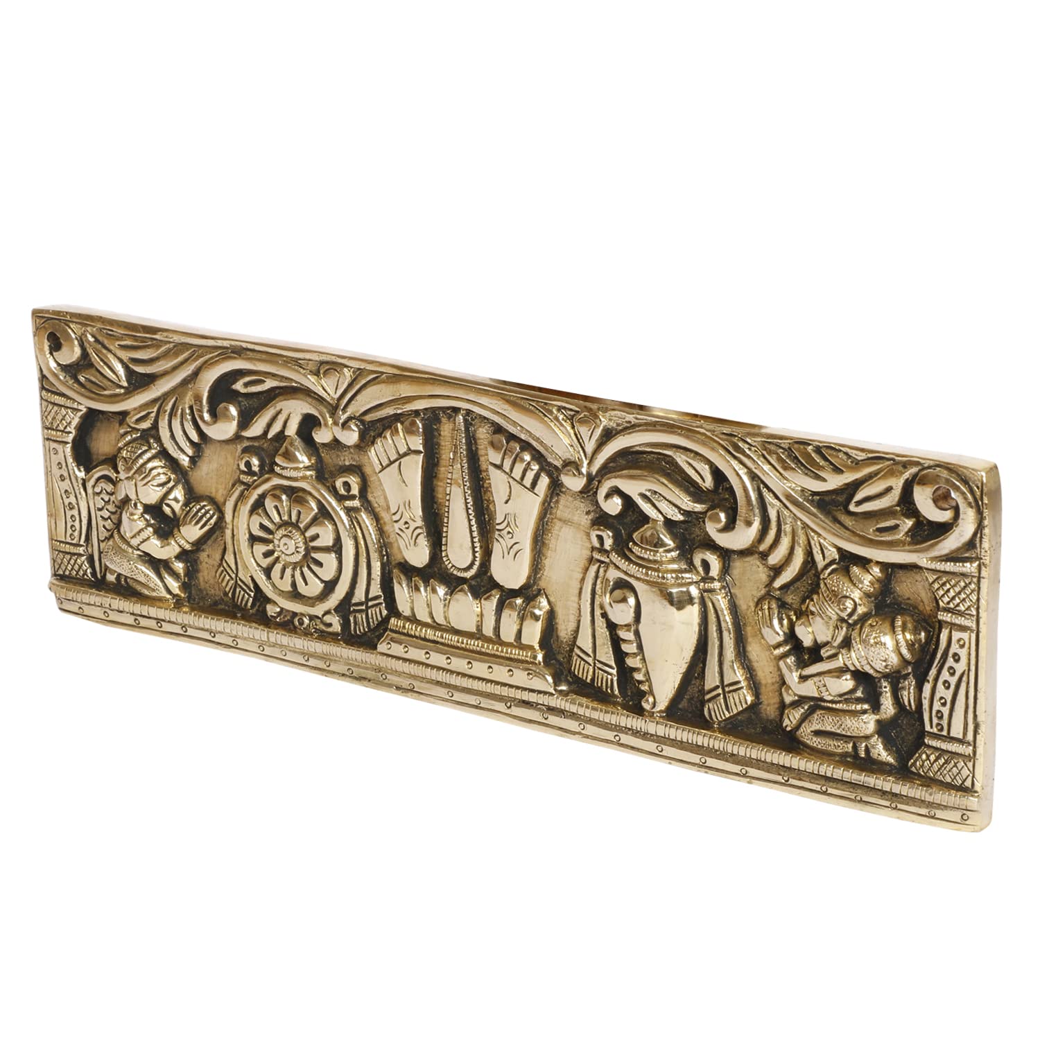 ARTVARKO Pure Brass Tirupati Balaji Shankh Chakra Namah Garuda and Hanuman Door/Wall Hanging for Home,Office,Temple, Room Entrance 9.5 Inch.