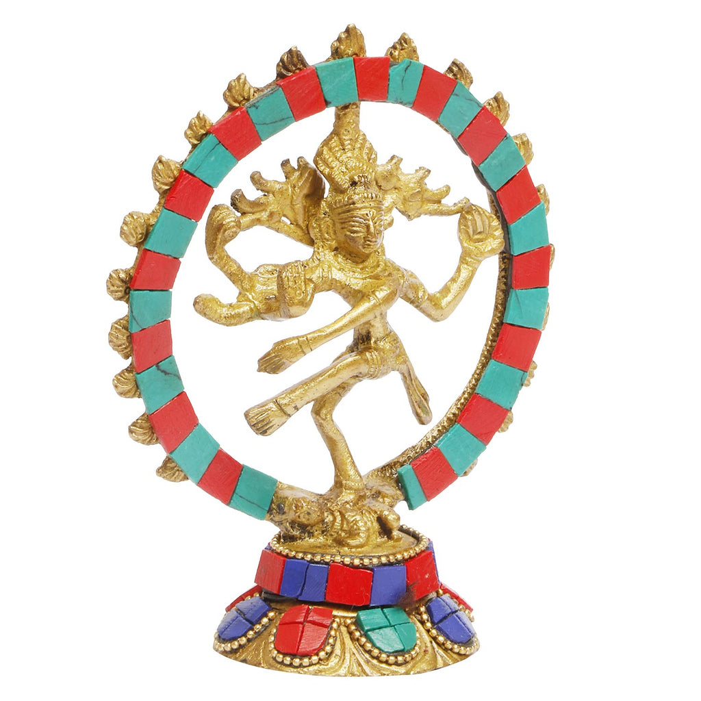 ARTVARKO Natraj Statue Handicraft Brass Dancing Natraja Idol Lord Shiva Dance Statue Religious Item for Pooja Room, Home Décor and Diwali Gift Item 5 Inch