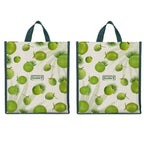 DOUBLE R BAGS Unisex Big Eco Cotton Canvas Shopping Bag for Grocery, Milk, Fruits & Vegetables | Reusable Jhola Tote with Reinforced Handles | Cherry Print, 34x9.5x39.5 cm, 1 Compartment (Pack of 2)