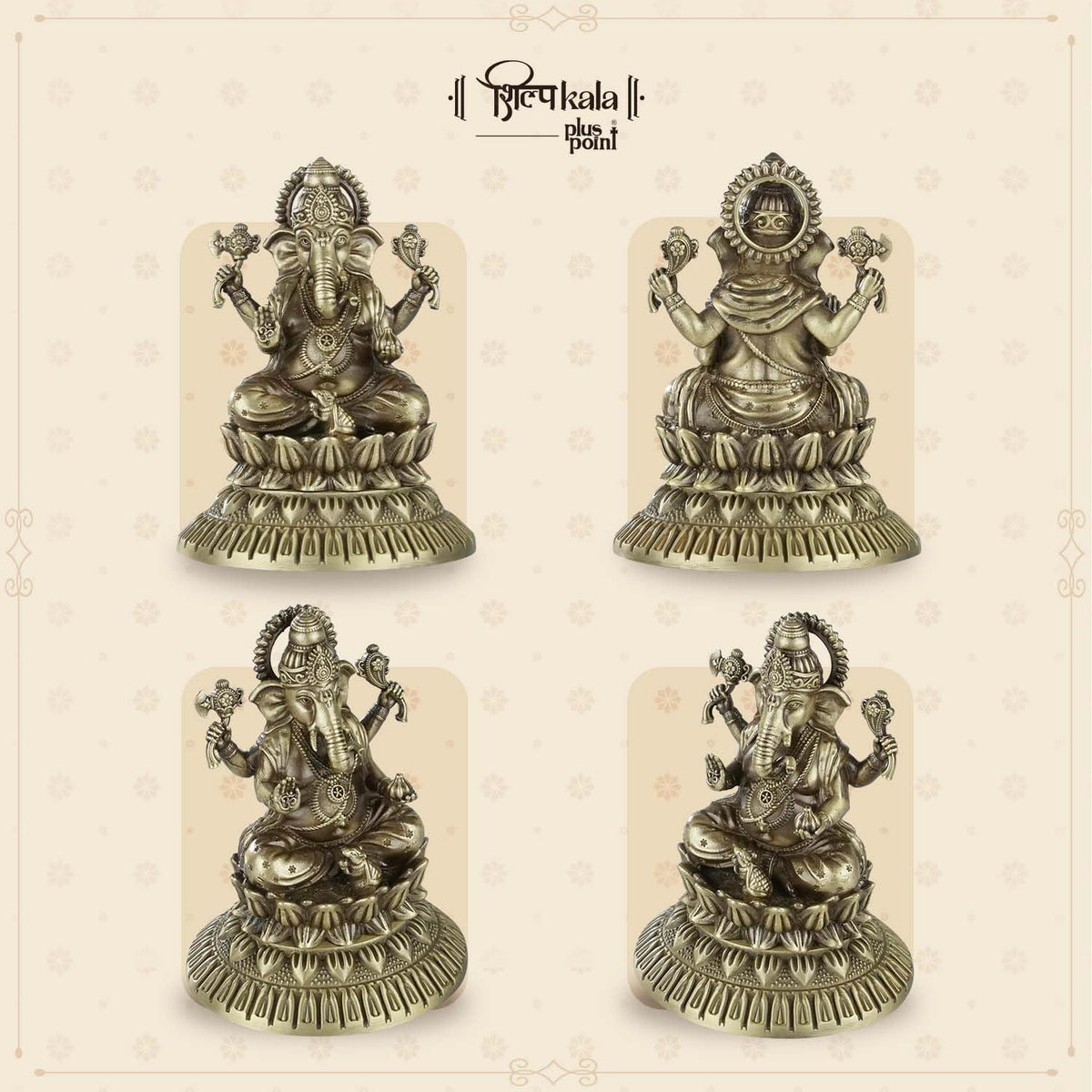 Shilpkala Brass Ganesh Idol 3.5 Inch - Exquisite Fine Detailing & Antique Finish, Premium Brass Murti for Mandir, Luxury Home Decor, Spiritual Gift Item, Divine Blessings & Festival Gift, (Brown)