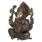 ARTVARKO Brass Lord Ganesha Sitting Statue Idol Ganesh Murti Home Décor for Puja Height 10 Inches