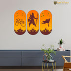 Artvibes Shri Ram Designer Wooden Wall Hanging Home Temple | Spiritual Decor Items | Wall Painting | Wall Sculpture | Signs & Plaques| Stylish Modern Decor Item | Gift Items (WH_9027N), Set of 3