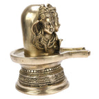 ARTVARKO Brass Metal Large Shivling Murti Idol Three Faces Shiva Shivlingam Puja Statue God Figurine for Home Decor Temple Showpiece