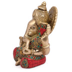 ARTVARKO Brass Lord Ganesha Brass Statue God Ganesh Bhagwan Ganpati Sitting Idol Sculpture Home Décor Murti. 5.5 Inch