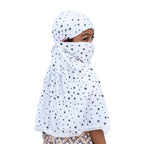 HETVIN Cotton Face Scarf for Girls – Soft, Breathable, and Adjustable – Perfect for Outdoor Activities, Travel, and Everyday Wear – Protection Against Dust, Wind, and Sun (Black Star Baby Scarf)