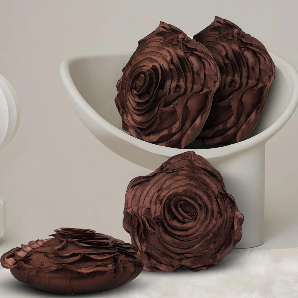 JDX Latest Desighner Cushion Cover for Living Room and Sofa, 8076_Brown,Velvet,250 TC