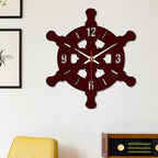 VIBECRAFTS Ship Wheel Shape Wooden Wall Clock for Home Decor | Office | Livingroom| Bedroom | Cafes | Gifts (WWCVC1Pcs_10002)