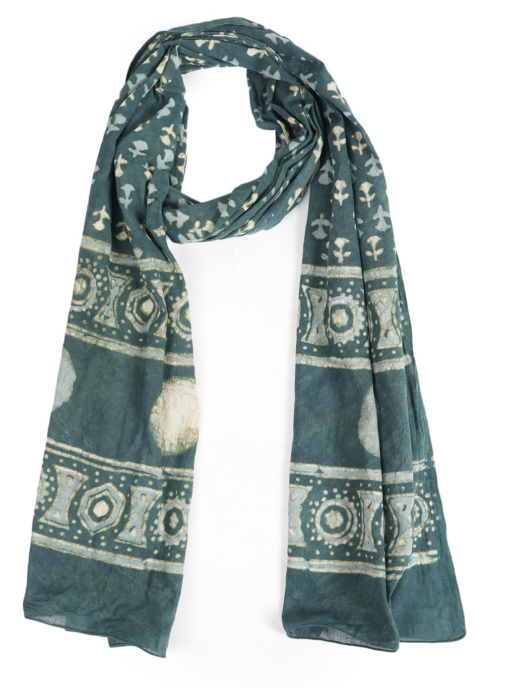 RAI SAHAB Printed Cotton Scarf for Women, Lightweight Soft Scarves Stoles for Summer & Winter(ST-74BLUE10)