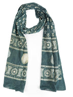 RAI SAHAB Printed Cotton Scarf for Women, Lightweight Soft Scarves Stoles for Summer & Winter(ST-74BLUE10)