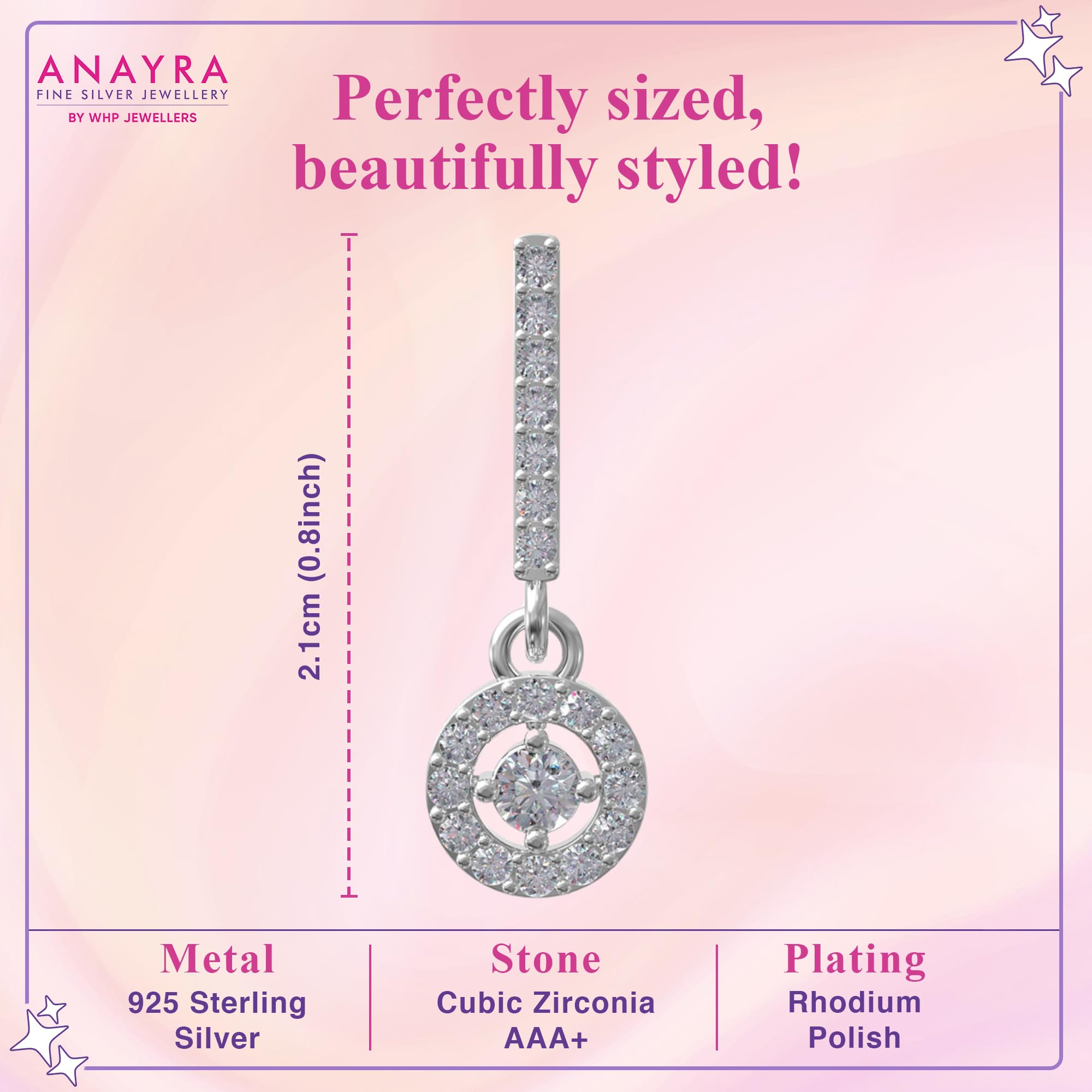 925 Sterling Silver Earrings for Women | Elegant Dangler & Drop Stud Design | Hypoallergenic, Lightweight, Fine Jewelry Gift for Girls & Ladies