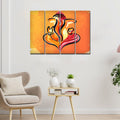 VIBECRAFTS Shree Ganesha Abstract Art 4 Pieces Canvas Wall Painting Fitted With Wooden Frame For Home | Office | Living Room | Gift(PTVC4Pcs1_13523)