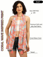 KE KANHA EXPORTS Scarf for Women Boho | Border Print Stylish | Stole for Women Breathable Summer Beach Wrap with Tassels | Multicolour |180 x 50 cm FREE Scrunchie Included