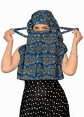 DEEPNYRA - LIVING STYLE Scarf Face Full Covering With Mask Head Hair Wrap Sun Protection For Women Cotton Printed Square All Season Wear (BLUE)