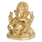 Svarup Brass Ganesh Bhagwan Idol Ganesha Statue Ganpati Murti for Home Entrance Decor Diwali Gift Height 3.75 Inch Gold