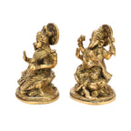 ARTVARKO Brass Ganesha Laxmi Ganesh Lakshmi Bhagwan Idol Sitting on Lotus Ganpati Murti Statue for Home Office Puja Success Décor Gift 5 Inches
