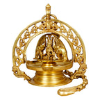 Artvarko Brass Gajlaxmi Elephant Diya Chain Wall Hanging Idol for Pooja Oil Deepam for Home Decor Puja Decorative Deepak Temple Gift Decor 33 Inch