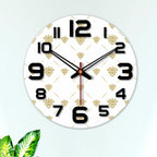 VIBECRAFTS Golden Floral Pattern Wooden Wall Clock for Home Decor, Office, Living Room, Bedroom, Cafe's, Gifts (WWCVC1Pcs_15054)