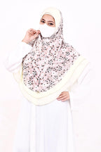 Markaz Hijab Women's Floral Printed Hijab | Ready-to-Wear Modest Headscarf | Lightweight Soft Fabric Instant Hijab | Elegant Scarf for Prayer and Casual Outfits (Light yellow floral, XL)