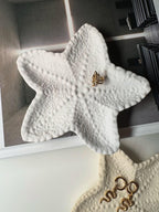 SCENSIA Decorative White Concrete Starfish Tray, Textured Coastal Design, Beach Theme Home Decor, Jewelry Dish Display