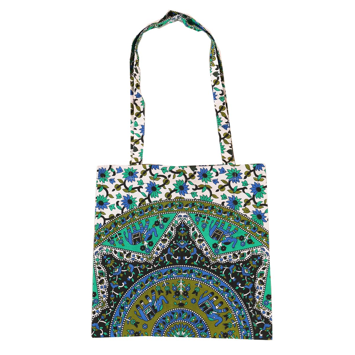 Ravaiyaa - Attitude is everything Cotton Shoulder Bag/Tote Bag For Women| Printed Multipurpose Handbag With Top Zip | Best For Shopping, Travel, Work, Beach, Office, College (Green Ombre Mandala)