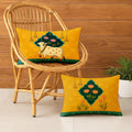 STITCHNEST Satin Ethnic Cushion Covers Cow & Lotus Art, 12x18 Inches, Pack of 2 for Living Room & Festive Decor