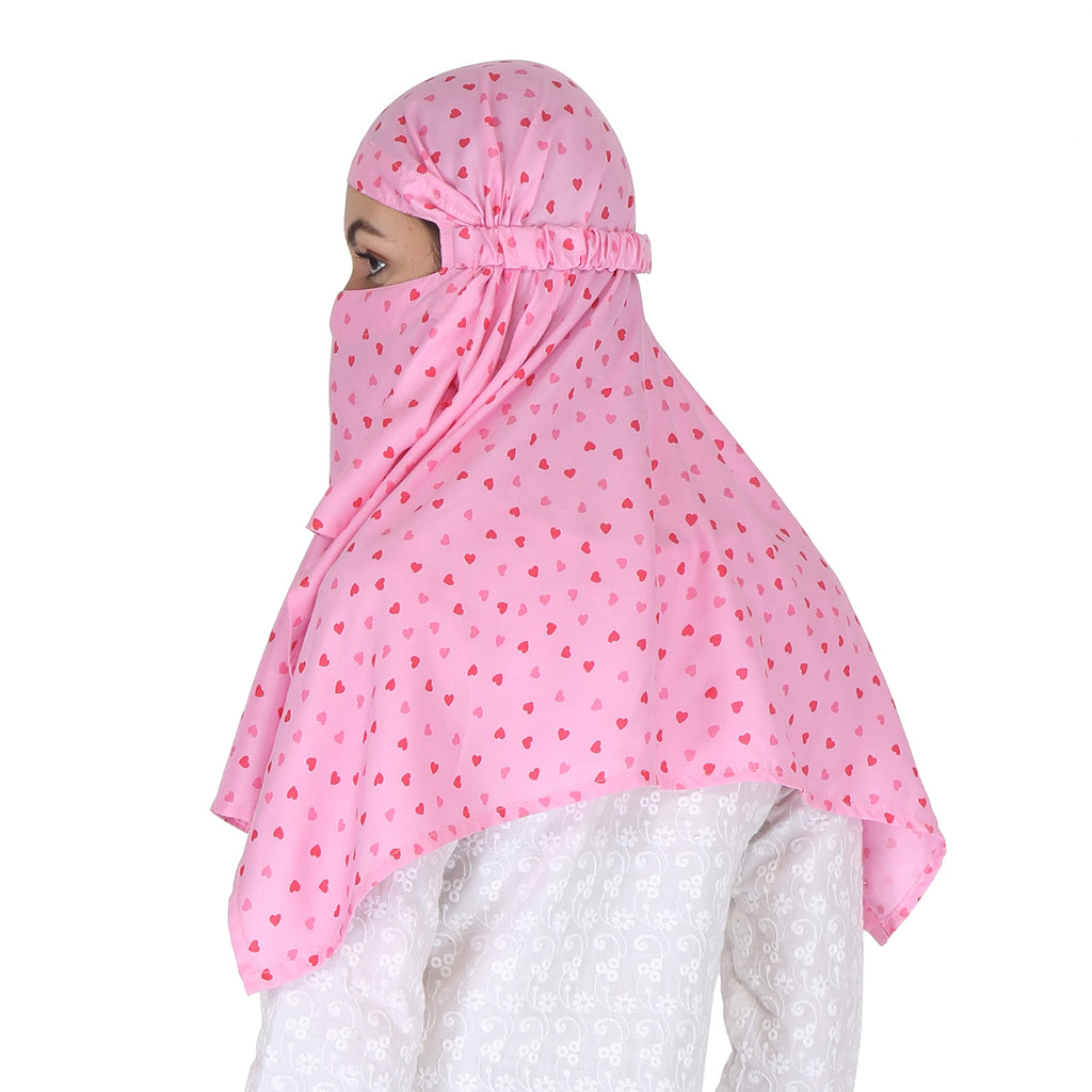 7 season's Cotton Scarf Cum Mask Universal Size Usable for vehicle Driver for sunlight UV protection White Printed Design… (Pink Heart - S)