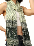 KE KANHA EXPORTS Scarf for Women Premium Cotton Boho | Dual Tone Border Print Stole with Tassels | Lightweight Summer Beach Wrap 180 x 50 cm (Mint Petal Dot)