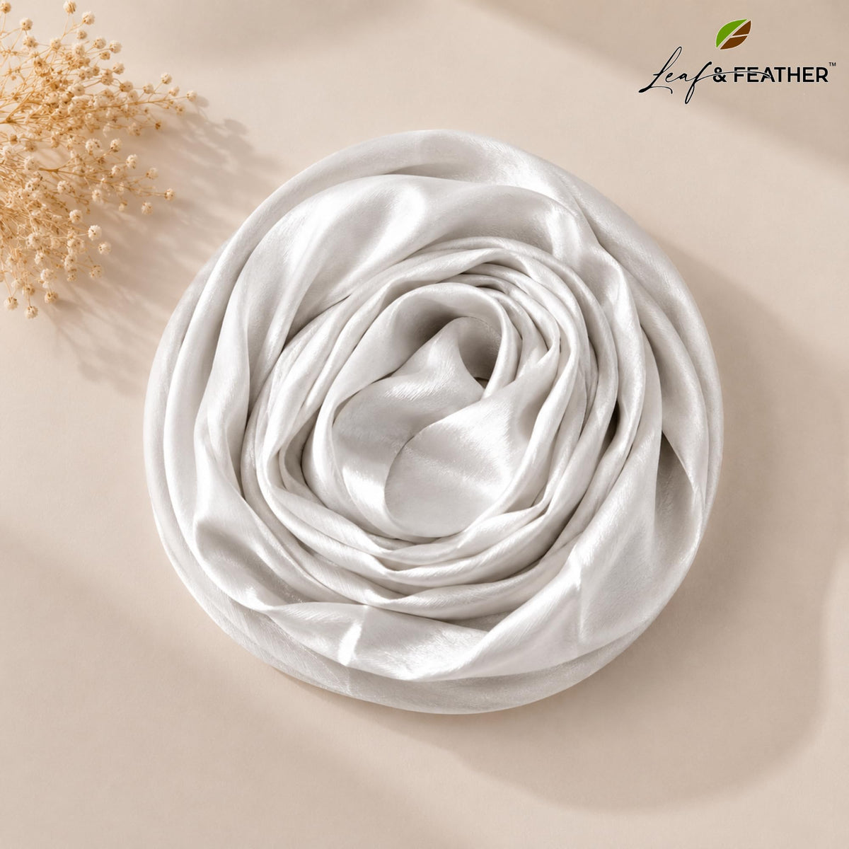 Leaf & FEATHER™ Muna Satin Hijab Scarf for Women | Satin Hijab Set Pack of 2 | 200 x 70 cm | Silky & Lightweight | Elegant Daily Wear & Occasion (13. Dusty Lavender + Pearl Silver)