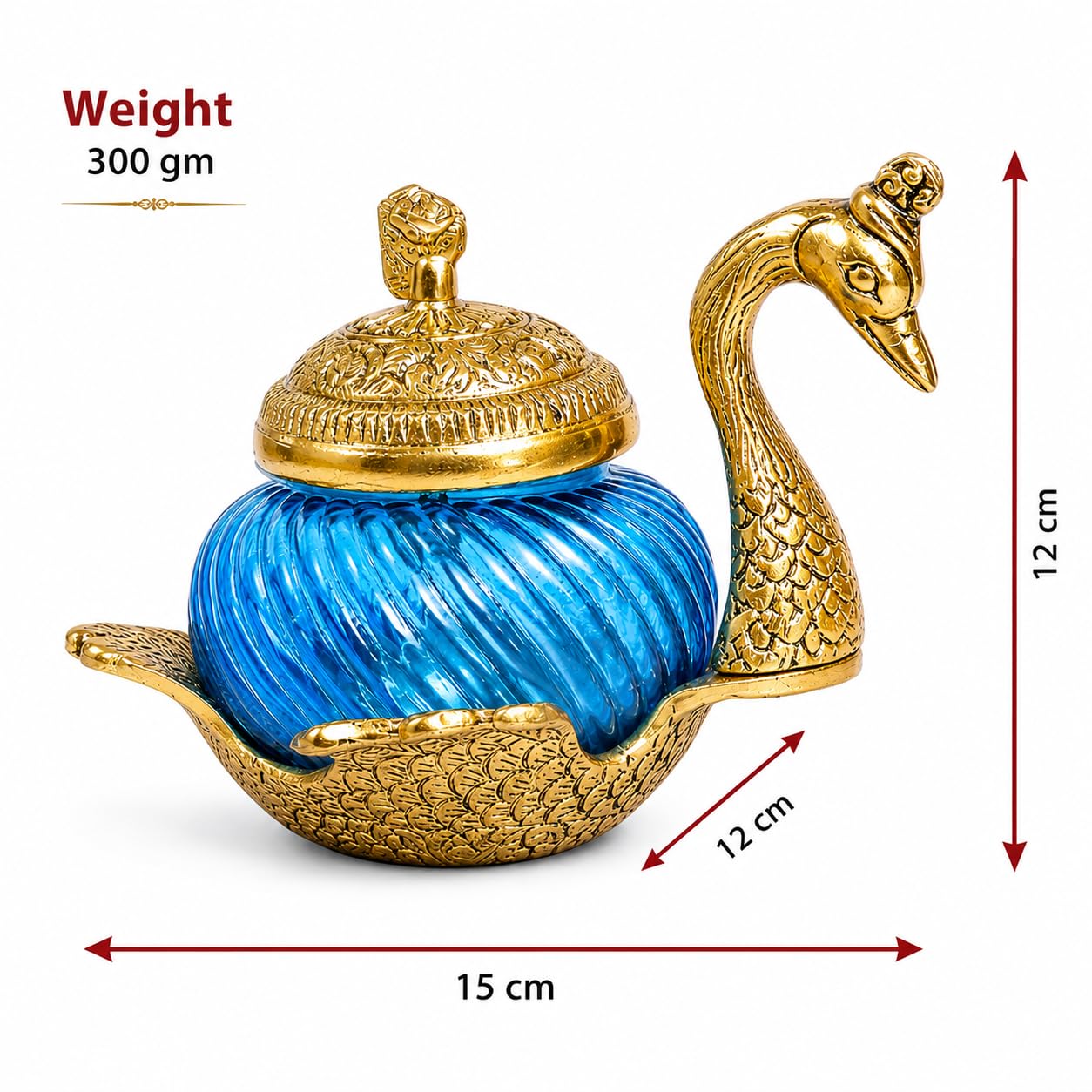 KridayKraft Aluminium Container Mukhwas Dining Box, Mouth Freshener Storage For Gift Home kitchen Peacock shape, Mukhwas Box (Gold)(1 Piece)