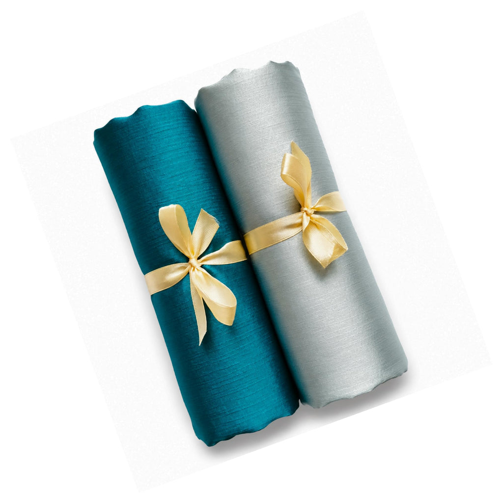 Leaf & FEATHER™ Muna Satin Hijab Scarf for Women | Pack of 2 Hijab Set | 200 x 70 cm | Silky Smooth & Lightweight | Premium Everyday Color Collection (9. Teal Green - Sage Green)
