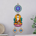 Artvibes Buddha Lotus Meditation Wall Hanging with Evil Eye Charms | Spiritual Decor for Yoga & Prayer Spaces | Decorative Wooden Hanging Ornament for Living Room | Positive Energy Wall Art (WH_8598N)