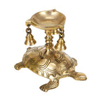 Svarup 9.5 Inch Brass Diya for Puja Room: Featuring a Tortoise (Kachua) Statue, Oil Lamp with Bells, ASHT Dhaatu Feng Shui Lucky Charm, Shree Yantra, and Vastu Benefits