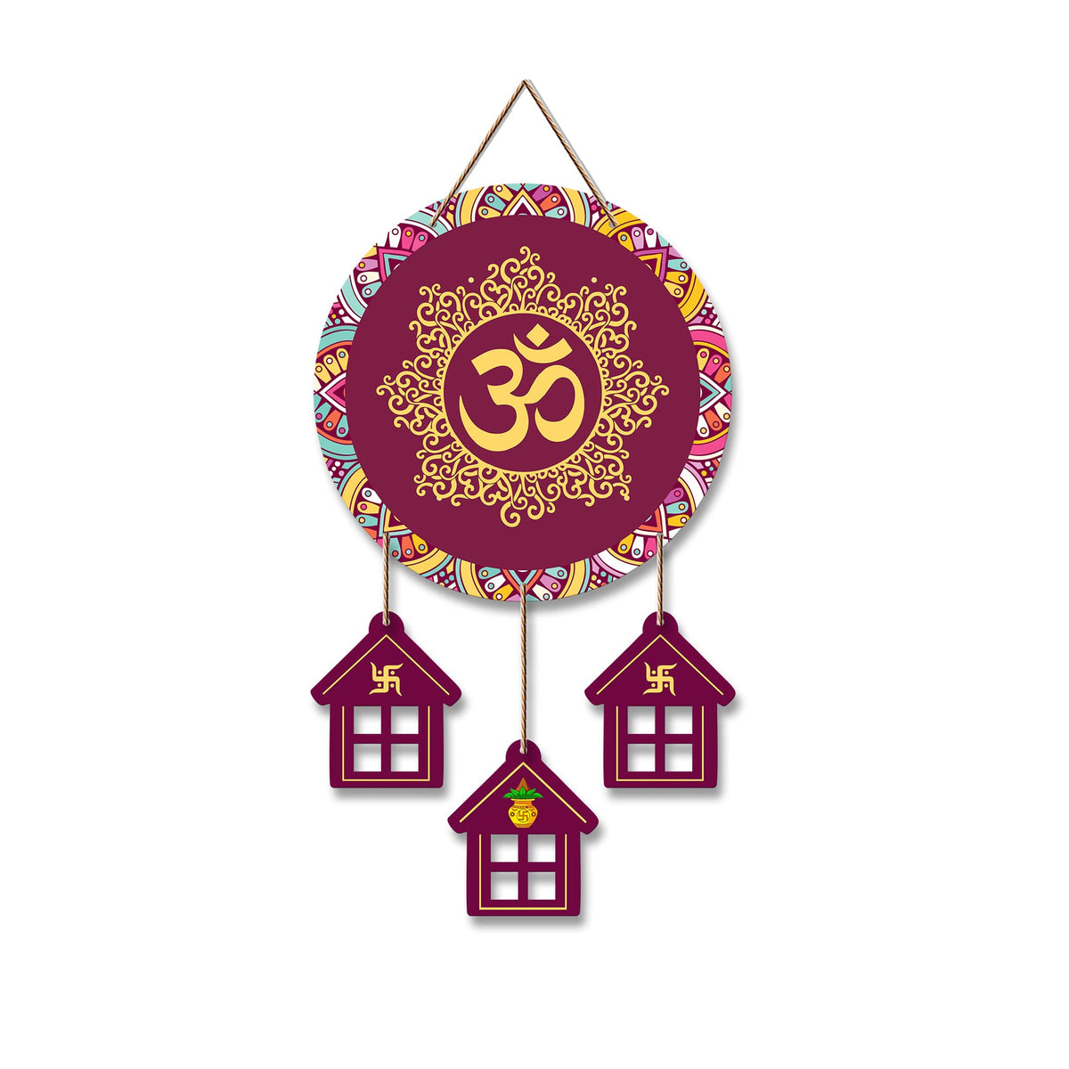 Artvibes OM Mantra Printed Wooden Religious Wall Art For Home Temple | Living Room | Spiritual Decor Items | Sanskrit Shloka Art Item | Wall Sculpture | Signs & Plaques | Gift Items (WH_7205N)