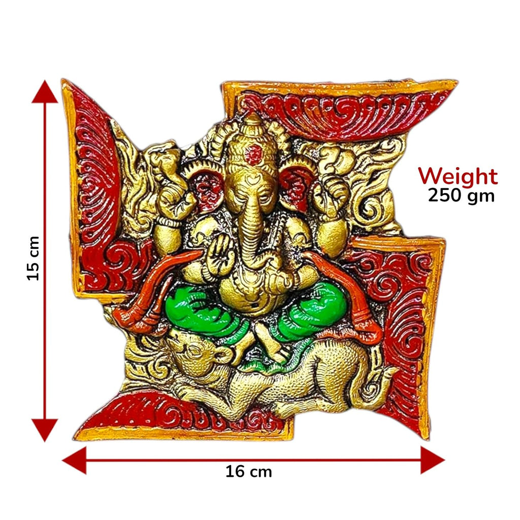 KridayKraft Metal Ganesha ji Statue,Ganpati Wall Hanging Sculpture Lord Ganesh Idol Lucky Feng Shui Wall Decor Your Home, Office,Religious Gift Article Decorative,Showpiece Figurines.