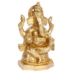 Svarup Brass Sitting Ganesha Idol in Gold Color Height 5.5 Inch Weight 1.5 Kg