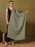 Pashmoda Women Champagne Check Reversible Zari Moonlight Fine Wool Stole (Size : 28x80in, 71X203cm) ZSST02