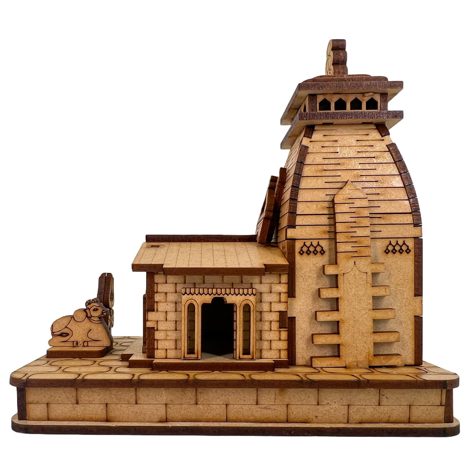Future Generation v Group Wooden Mahadev Kedarnath Miniature Temple | Hand Crafted Wooden Temple for Car Dashboard, Gifting and ShowPiece (Antique)
