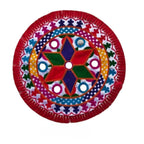 ATIRAMANIYA Traditional Embroidery Round Pooja Thali Rumal Pooja Prasad Thali Cover/Wedding Beautiful Hand Work Thali Rumal Puja Table Assan for Home Decor Pack of 1 (1)