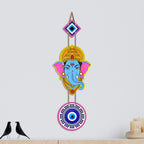 Artvibes Lord Ganesha Evil Eye Wall Hanging for Main Door Entrance Decor | Nazar Dosh Protection Hanging for Home Temple Living Room | Office | Vastu Blessing Positive Energy Decorative Art (WH_8562N)