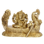ARTVARKO Brass Ganesh on Swan Boat Idol Murti Blessing Ganesha Statue Vinayak Ganpati for Home Office Temple Puja Entrance Décor Gift.