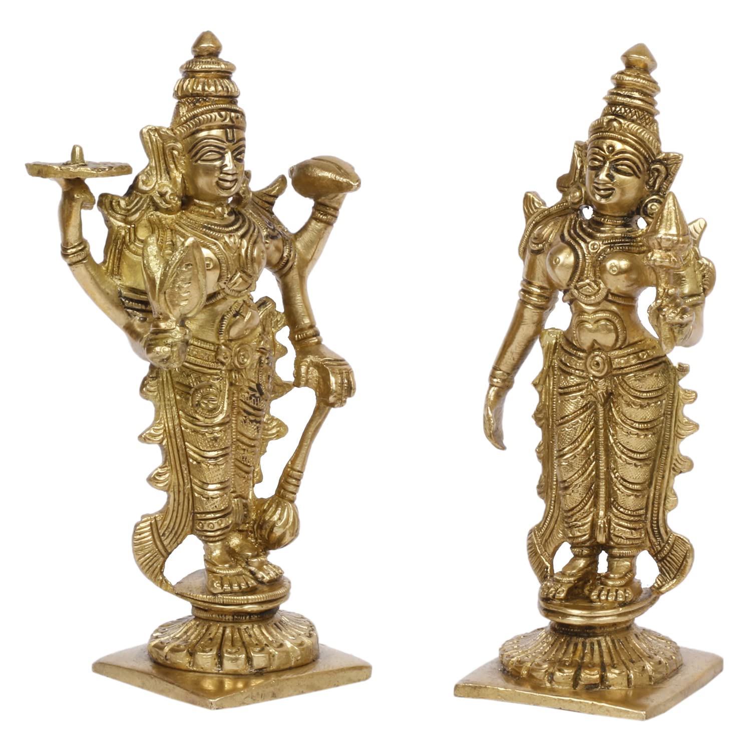 ARTVARKO Brass Laxmi Narayan Murti for Home Puja Handmade Standing Lakshmi Vishnu Idol Decor Gift Showpiece Figurine 6 Inch.