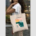Peach Blossom Printed Cotton Zipper Tote Bags | CBAG - WHT-LES FAUVES_BLK-FAUVISM