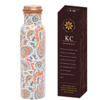 KC Pure Copper Designer Water Bottle | Leak Proof Protection | Ayurveda and Yoga Health Benefits (1000ml, Meena Pink Design, Pack of 1)