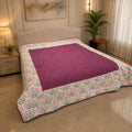 Linen Home Cotton Reversible AC Blanket Double Size Sequence Pink & Damson Berry Kafalo