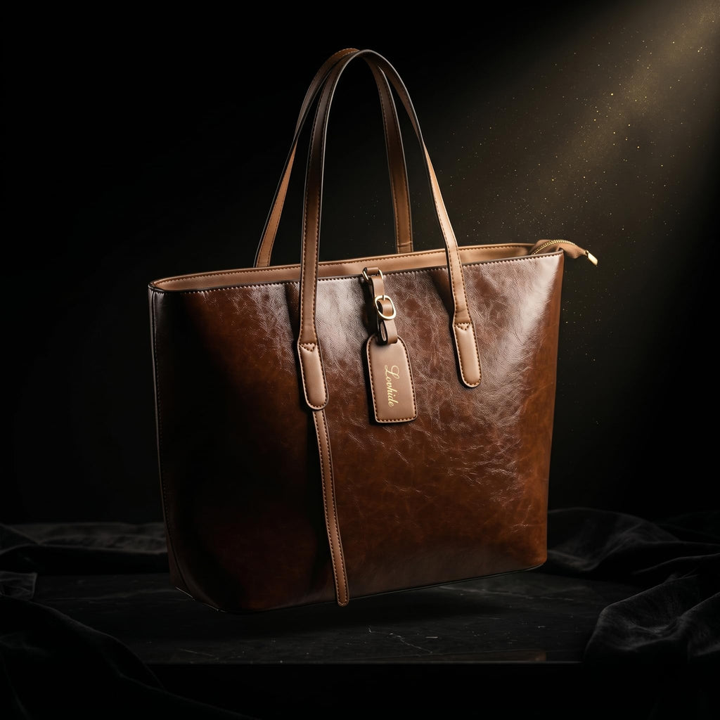 LOVHIDE Women's Large Capacity PU Leather Tote Bag | Elegant Shoulder Handbag with Zipper Closure | Brown Office, Travel & Everyday Carry Bag