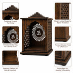 Rebirth Enterprises Wooden Mandir for Home Temple | Pooja Mandir for Home | Decorative Wooden Temple with Om Design | Mini Pooja Ghar for Home Decor | Engineered Wood Prayer Cabinet | Dark Brown